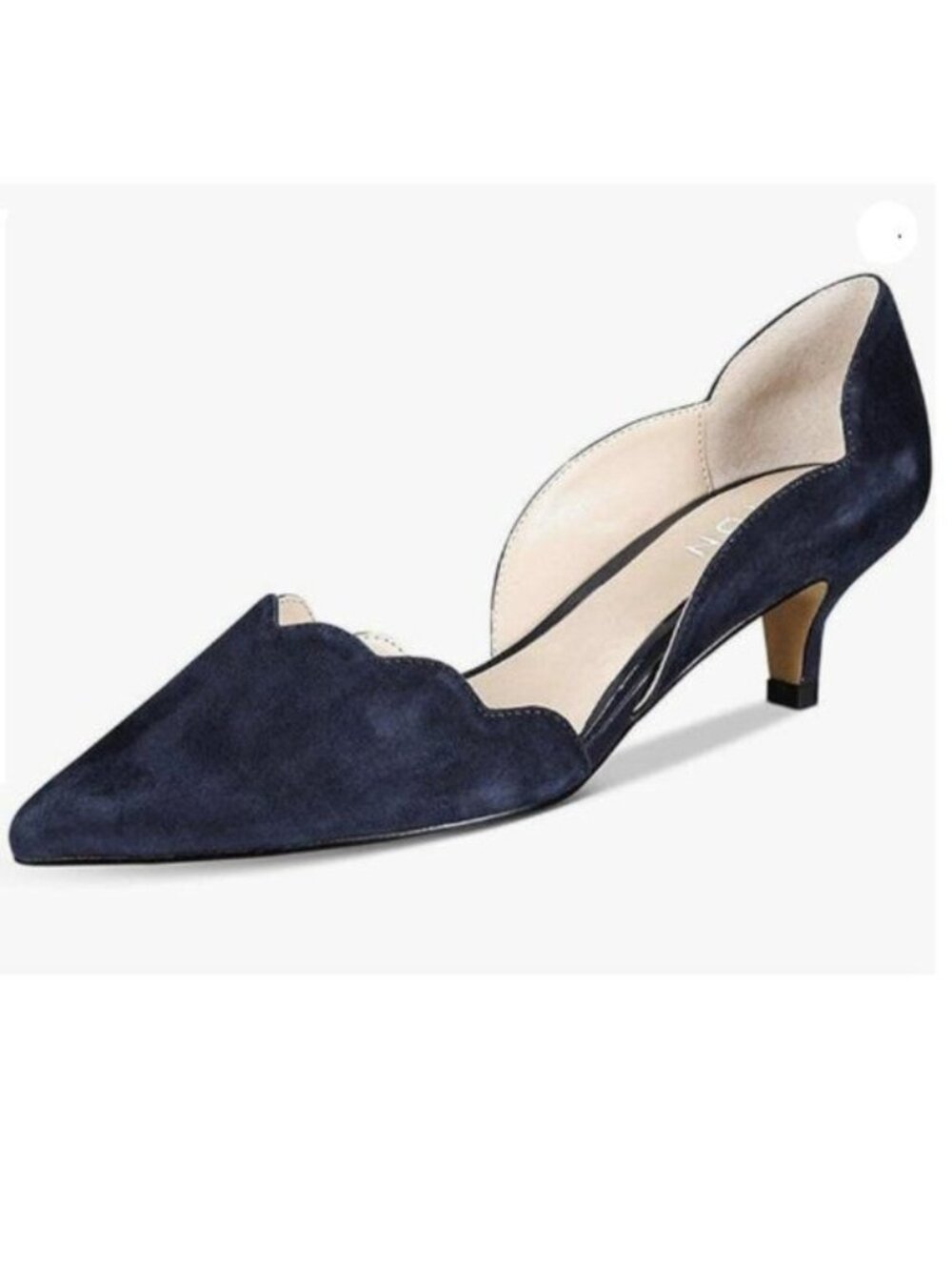 YDN Women's Classic Pointy Toe Kitten Pumps Slip-on Suede Low Heel D'Orsay Shoes